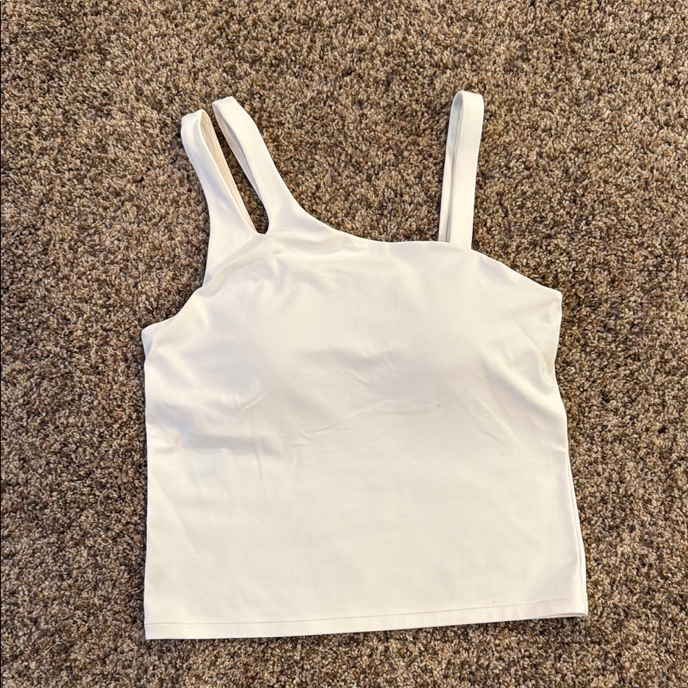 White Asymmetrical Sleeveless Tank Top